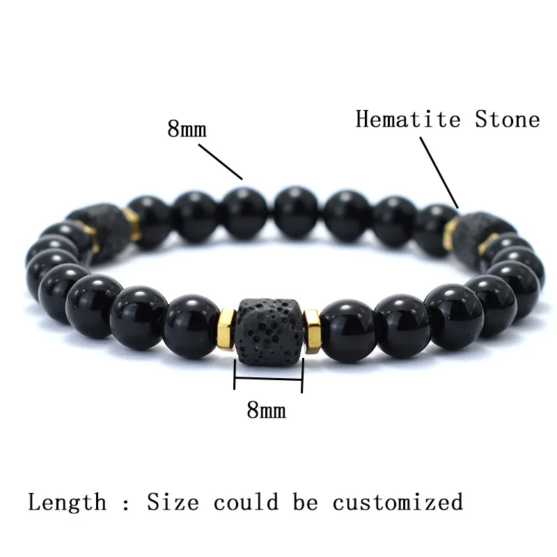 Модный мужской браслет из натурального камня и бусин Тигровый глаз 8 мм