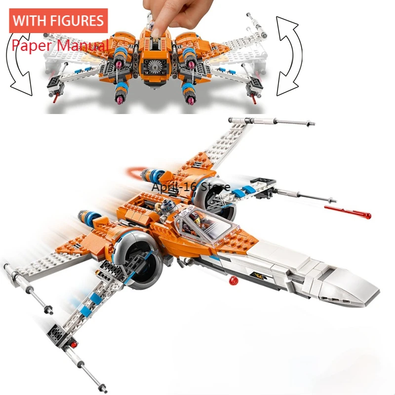 

Истребитель Poe Dameron X-wing совместим с игрушками-звездами 75273 и строительными блоками, развивающие игрушки для детей и мальчиков