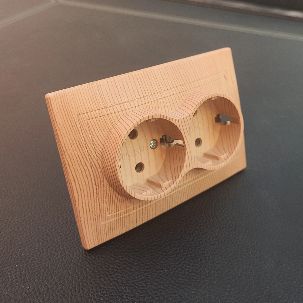 

Деревянная электрическая розетка WESA, 16 А, стандартная Европейская электрическая розетка, настенная розетка с заземлением, 86 мм * 86 мм, огнестойкая пластиковая панель