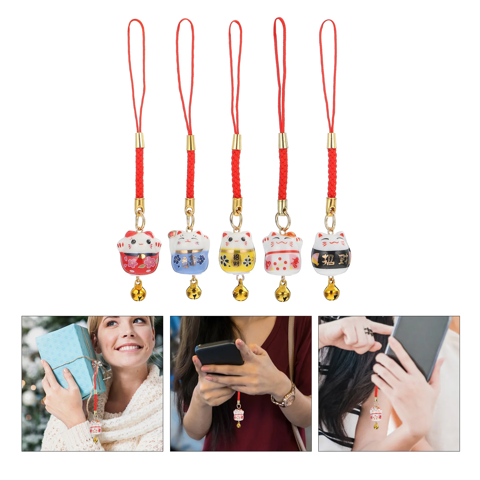 

5pcs Pendant Adorable Useful Unique Exquisite Pendant Luck Cat Charm Fortune Cat Pendant Auspicious Cat Chain