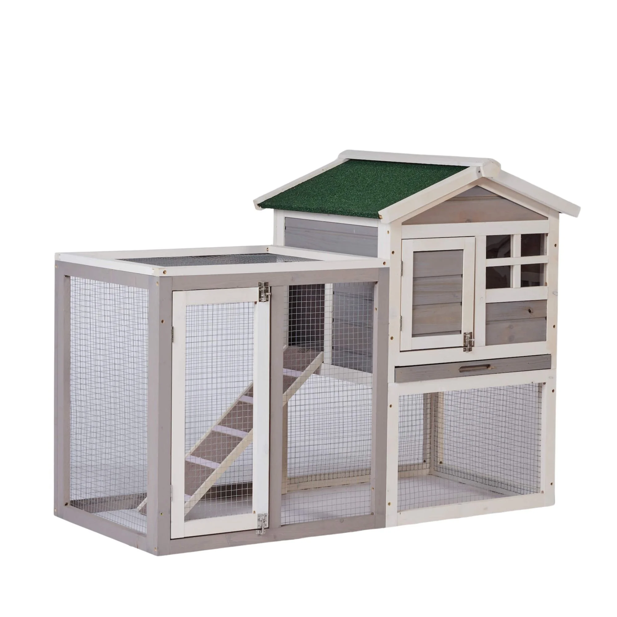

Furniture 48 in. Large Chicken Coop Wooden Rabbit Hutch Gray