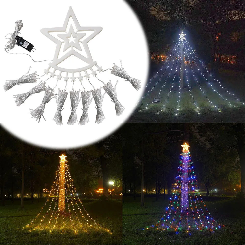 

Christmas Tree Drop Ornaments 350 LEDs String Light With Tree Topper Star Light For Home Yard Christmas New Year Decorations