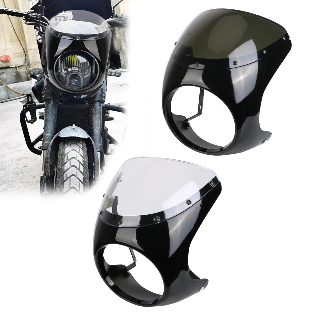 

Motorcycle Front Headlight Fairing For Cafe Racer For Honda Universal 7inch/16.5~18cm Retro Headlight Windscreen