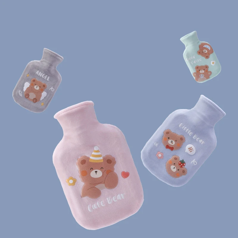 Милая сумка для бутылки с горячей водой девочек плюшевая грелка рук теплая