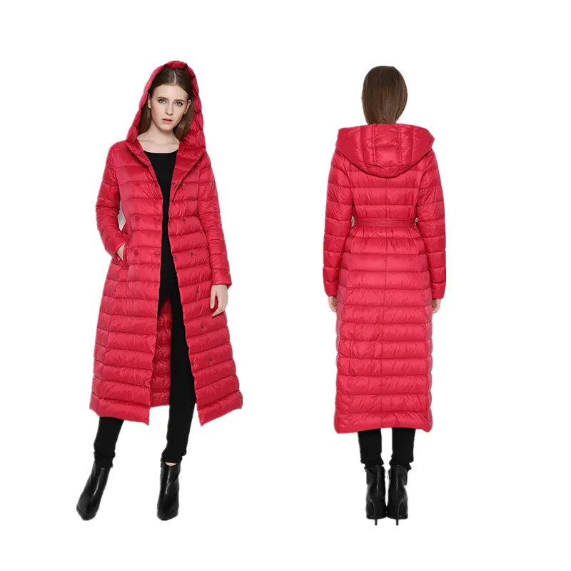 2024 новое брендовое женское длинное зимнее теплое пальто ультралегкое 90% белое