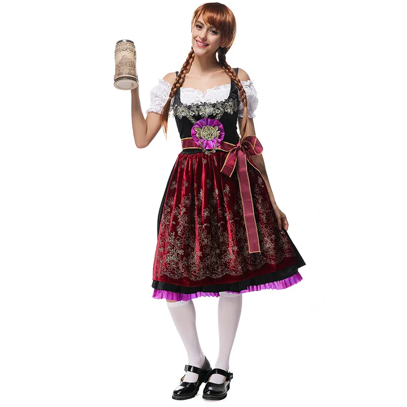 Carnival Party German Traditional Oktoberfest Costume Outfit For Adult Women Bavarian Dirndl Halloween Cosplay Fancy Dress