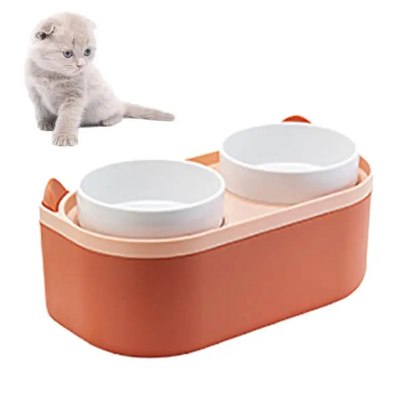 

Dog Bowls Elevated Pet Feeder Bowls With Storage Double Layer Cat Ear Design Raised Cat Bowls With Fork And Spoon Cat Bowls For