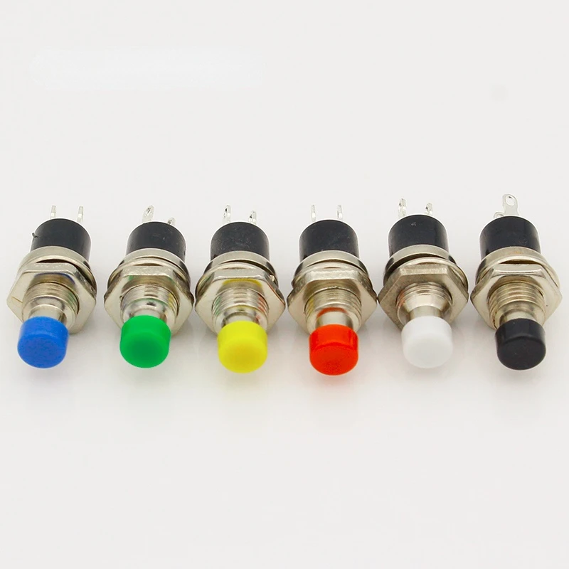 

10Pcs 7mm Thread Multicolor 2 Pins Momentary Push Button Switch