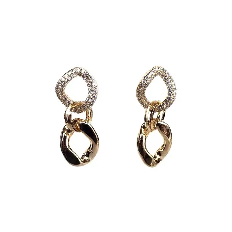 

Korean Elegant Rhinestone Geometric Drop Drangle Earrings For Women Girls Fashion Alloy Chain Boucle D'oreille Jewelry Gifts