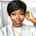 Парики для женщин с коротким Бобом, парик Megalook Remy, бразильский парик с прямыми волосами естественного цвета, стандартная плотность 180