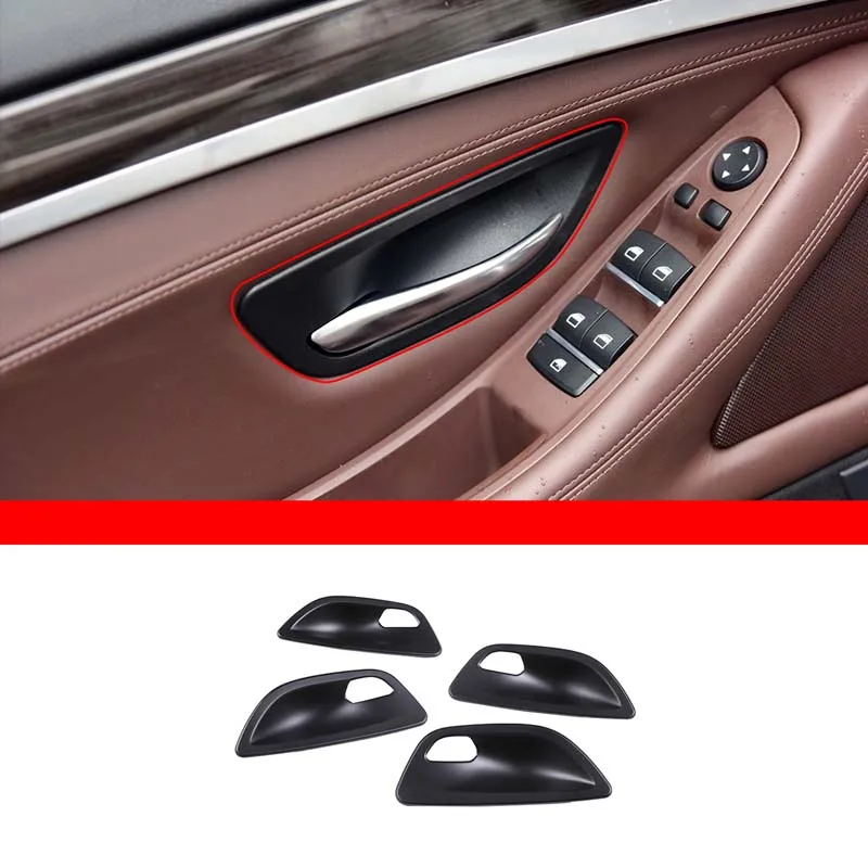 

For 2011-2017 BMW 5 Series F10 520 525 ABS Matte black car styling Car interior door bowl cover sticker car interior accessories