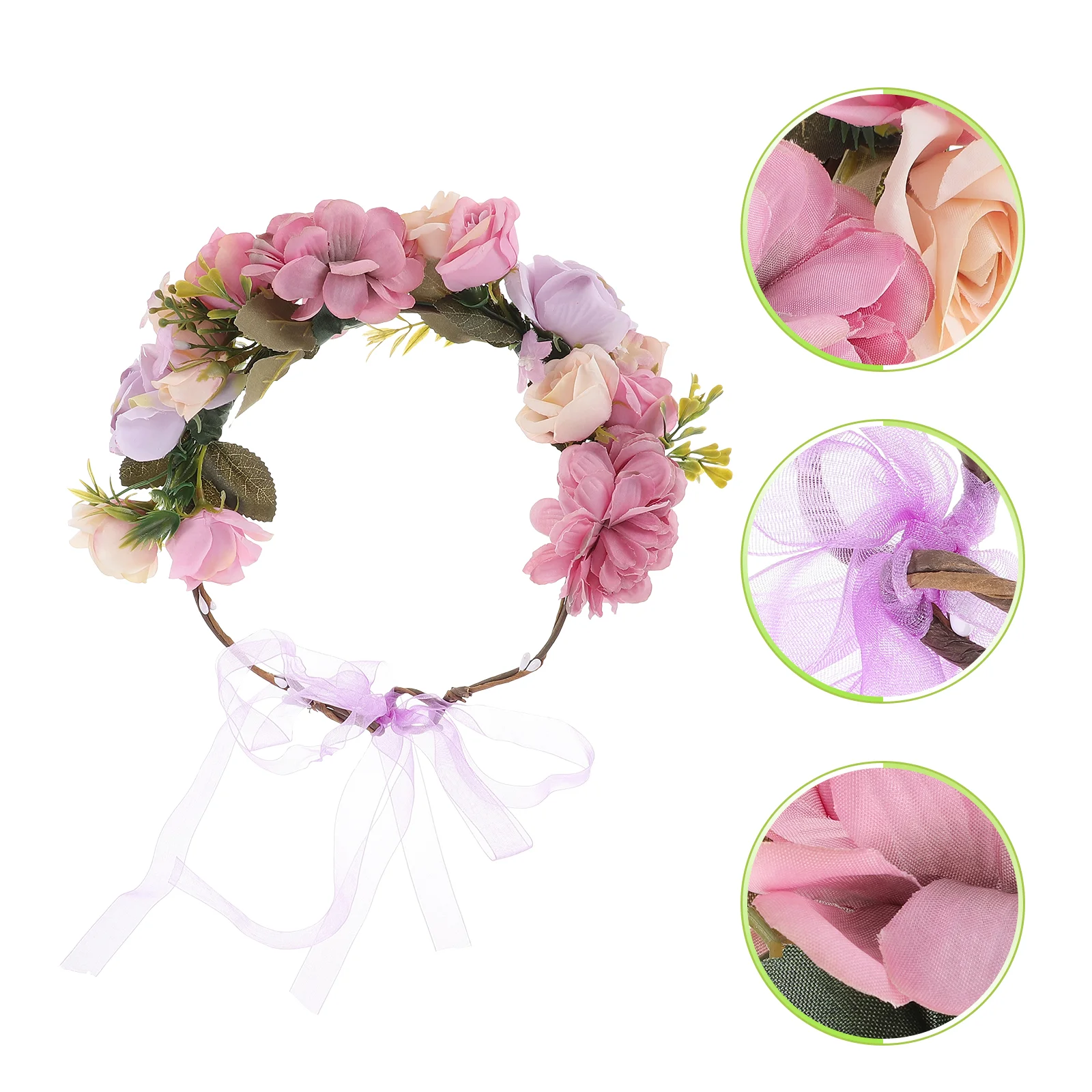 

Adjustable Bridal Flower Headband Bridesmaid Stretchy Headbands Silk Cloth Crown Hairband