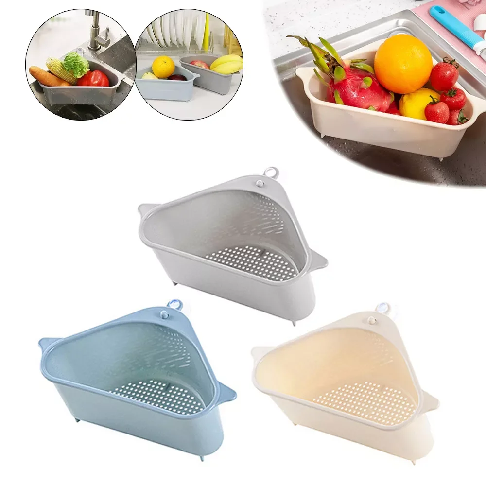 

Multifunctional Corner Sink Drain Rack Shelf Suction Cup Sink Drain Basket Bowl Sponge Holder Kitchen Bathroom Storage Organizer