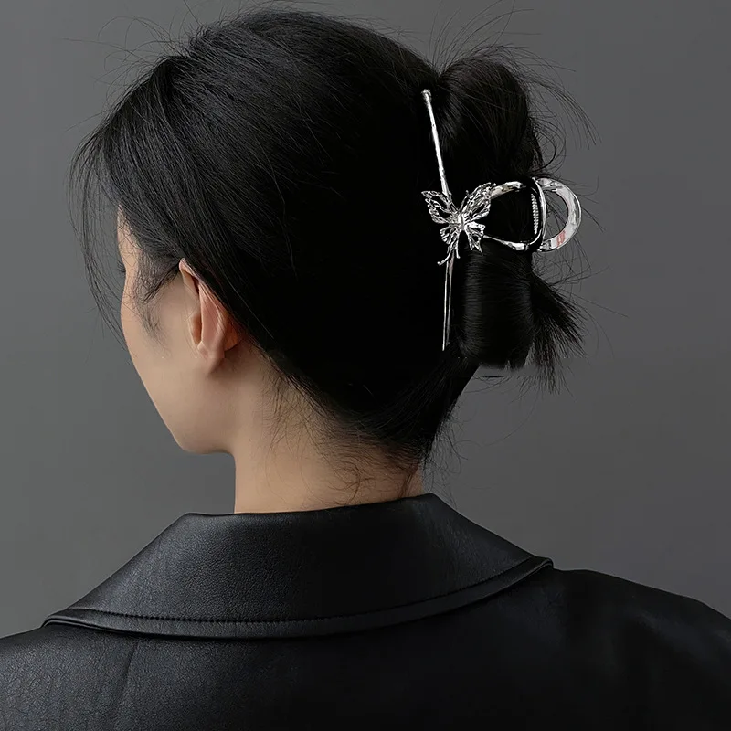 

Metal Wind Butterfly Clip Korea Simple Ins Cool Wind Shark Clip Back Of Head Curl Hair Neutral Hair Accessories