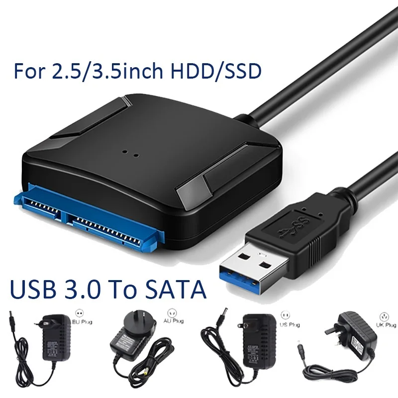 

Переходник с USB 3,0 на Sata, кабель-конвертер для внешнего жесткого диска 2,5/3,5 дюйма, SSD, жесткого диска до 5 Гбит/с, высокоскоростные АДАПТЕРНЫЕ К...