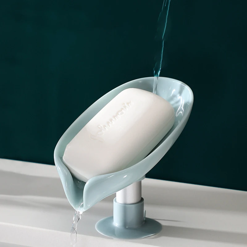 

Suction Cup Soap Dish Box For Bathroom Shower Soap Holder with Drain Portable Leaf Shape Toilet Laundry Soap Rack Tray For Basin