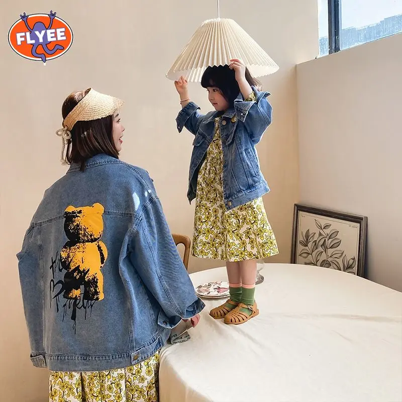 

Children's Denim Jackets Casual Boys Girls Coats Korean Style Kids Outwears Baby Denim Jackets Kids Cartoon Casual Tops