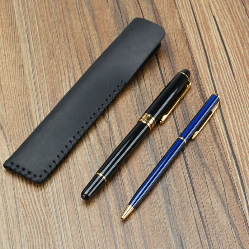

Handmade Genuine Leather Pen Case Pencil Bag Fountain Pen Holder Personality Retro Cowhide Pen Case Creative Protective Cover