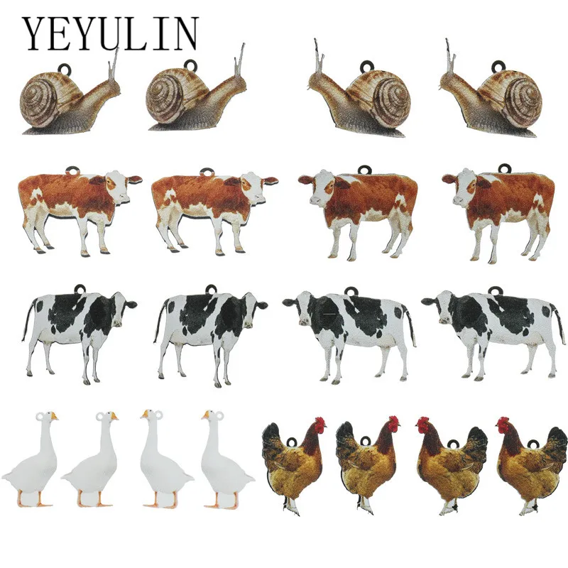 

YEYULIN 10 шт./упак., многостильные акриловые подвески в виде гуся, курицы, коровы, животные, подвески для женщин и мужчин, ожерелье «сделай сам», ювелирные изделия, аксессуары