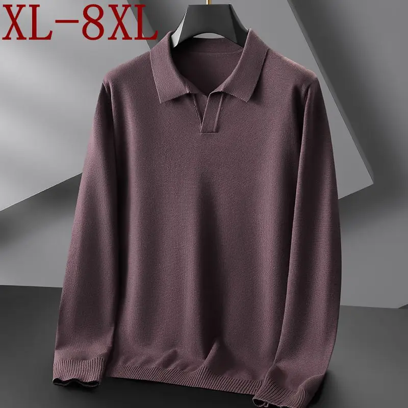 Мужской шерстяной свитер с длинным рукавом размеры до 6XL