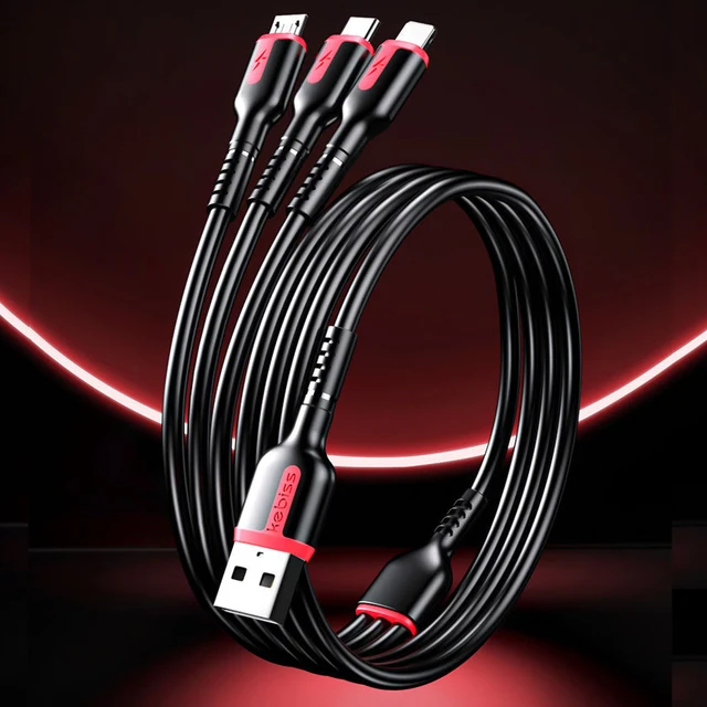 3in1 66W 5A Fast Charging Type C Cable 3A Micro USB Spring Car USB Cable For iPhone Samsung Xiaomi Redmi Phone Accessories 2