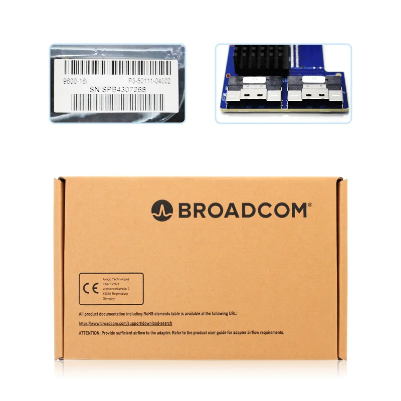 Трехрежимный адаптер хост-шины Broadcom eHBA 9600-16i 05-50111-00 24 Гбит/с SAS/SATA/NVMe PCIe 4 0 x8 2 * SlimSAS
