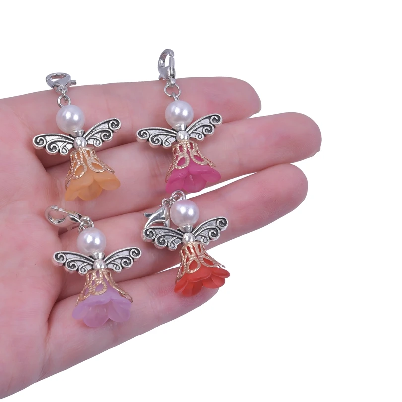 Купи 10/20/30pcs/Lot Angel Wings Pendant Charms For Jewelry Making Supplies Resin Charm Gurdian Colorful Lobster Clasp Keychain Gift за 94 рублей в магазине AliExpress