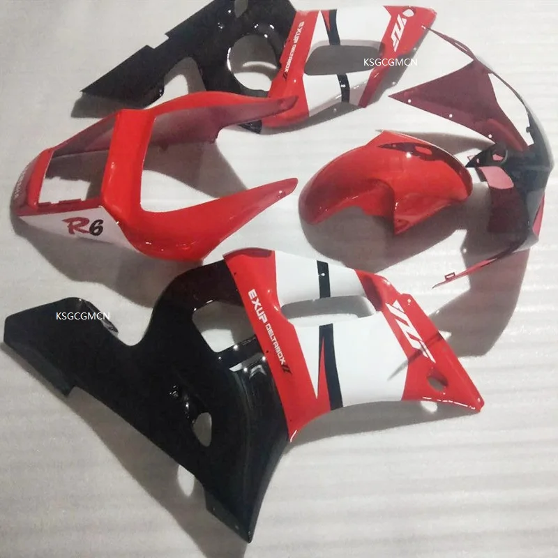 Фото Подходит для литья под давлением ABS, комплект обтекателя кузова для YAMAHA YZF-R6 1998-2002, красный и черный YZF-R6 98 99 00 01 02, горячая распродажа №3