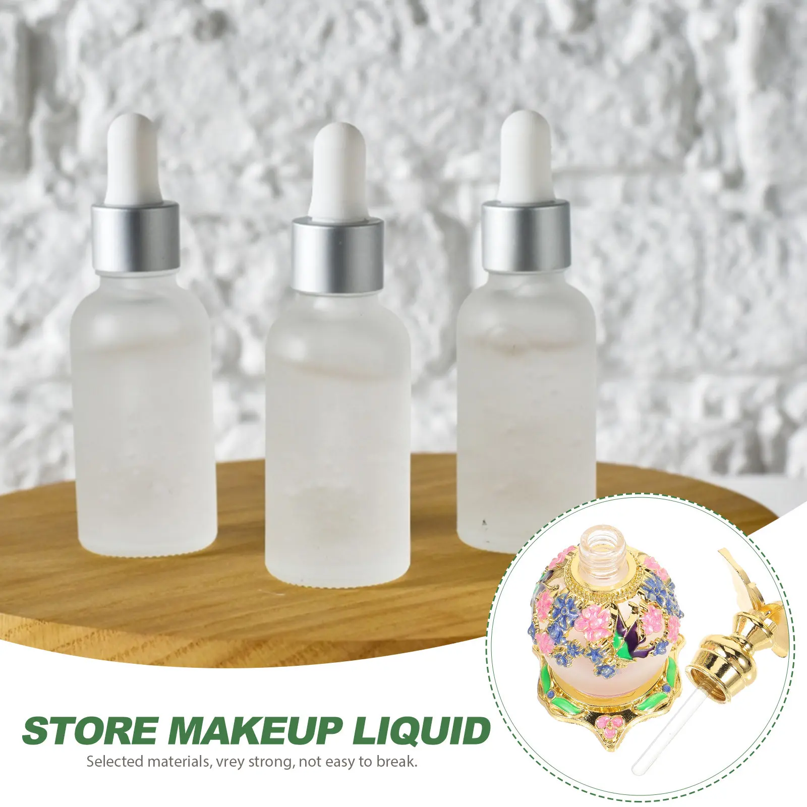 Фото Пустые стеклянные флаконы для духов, декоративные мини-бутылочки для многоразового использования, для жидких эфирных масел №3