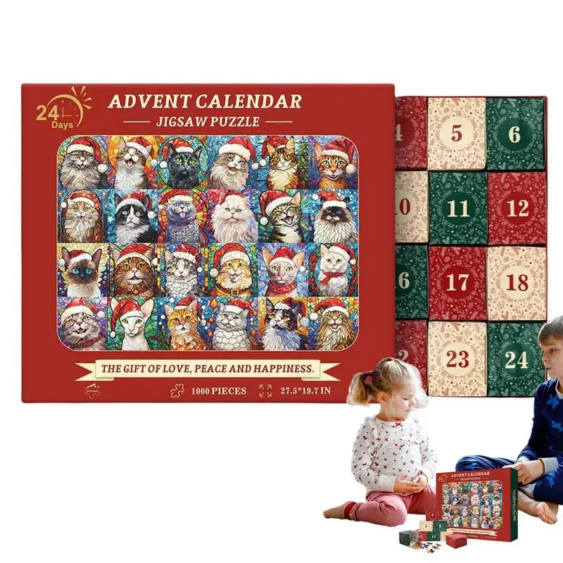 Рождественский пазл с обратным отсчетом игрушка-кошка головоломка