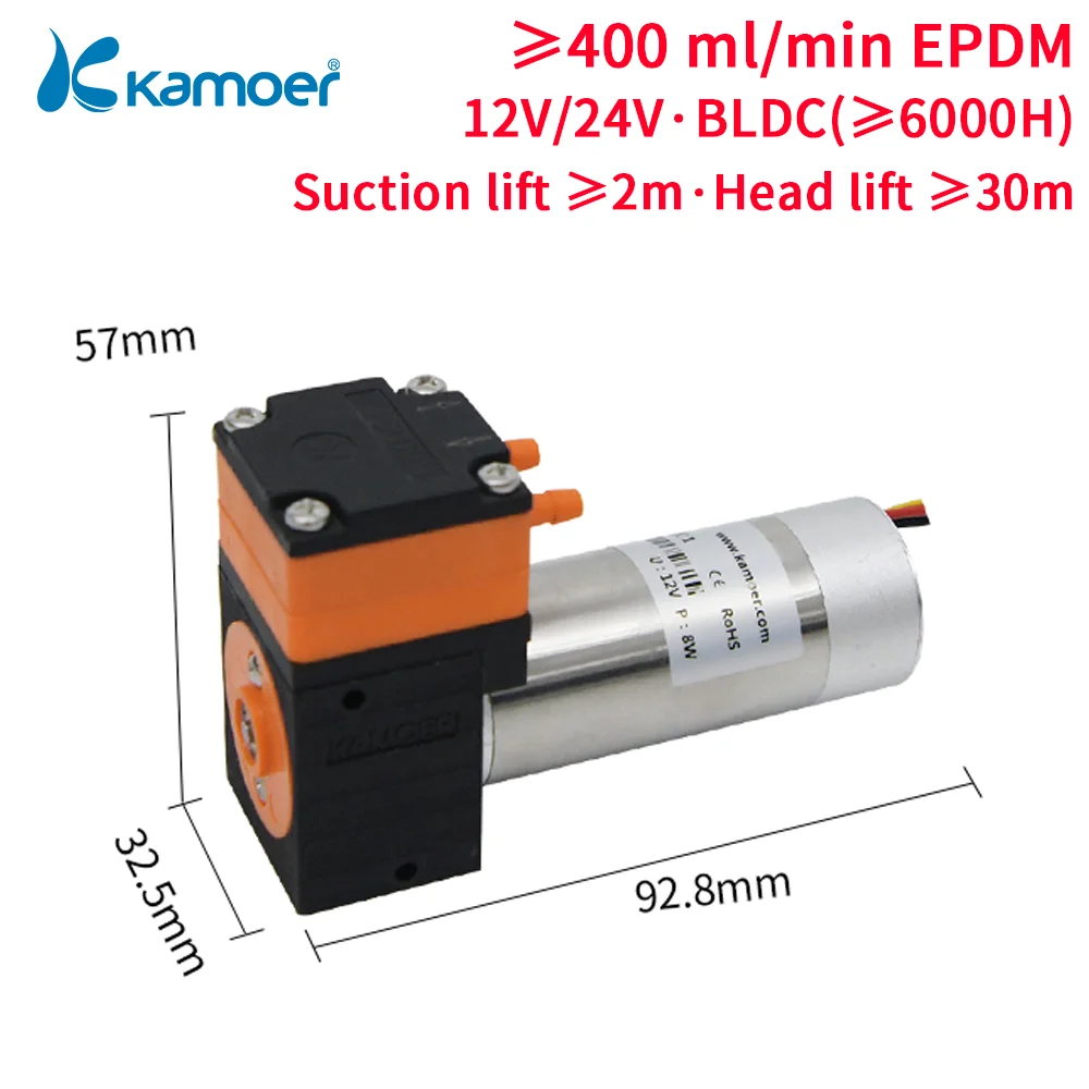 

Kamoer 500ml/min KLP01 Mini Diaphragm Water Pump with 12V/24V Brushless Single Head for Liquid Transfer Weak Alkali and Acid