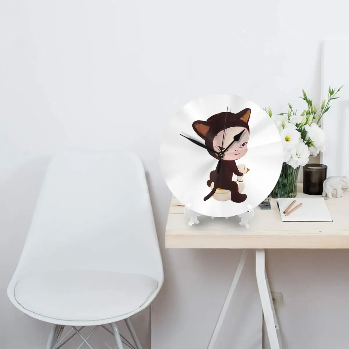 Настенные часы Yoshitomo Nara декоративные круглые для комнаты необходимые украшения