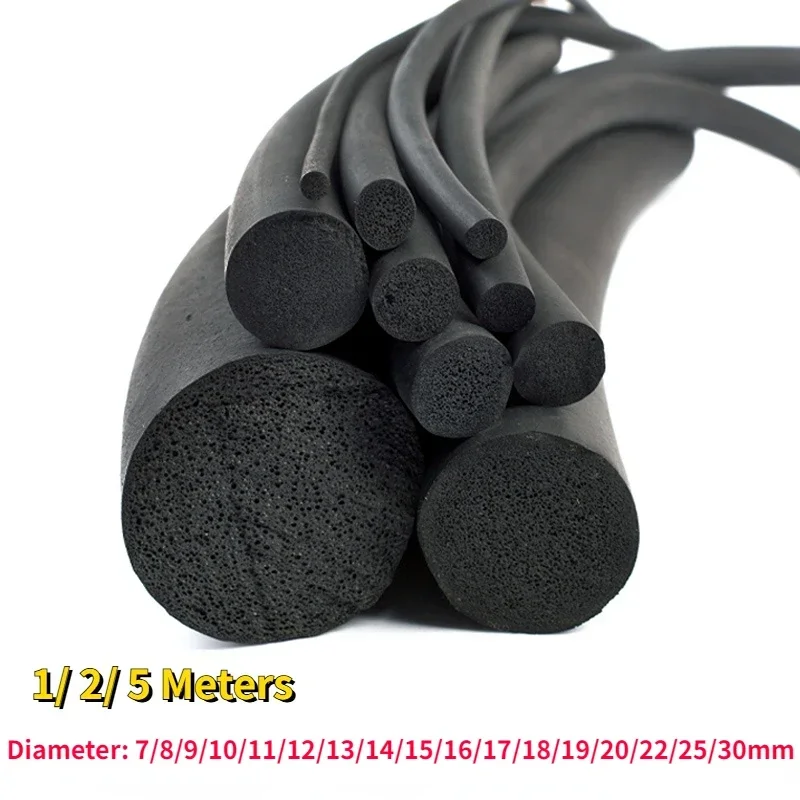 

Уплотнительная лента из пенорезины EPDM 1/2/5 м, круглая твердая губчатая лента высокой плотности, звукоизоляционная уплотнительная лента о-типа, диаметр 7-30 мм
