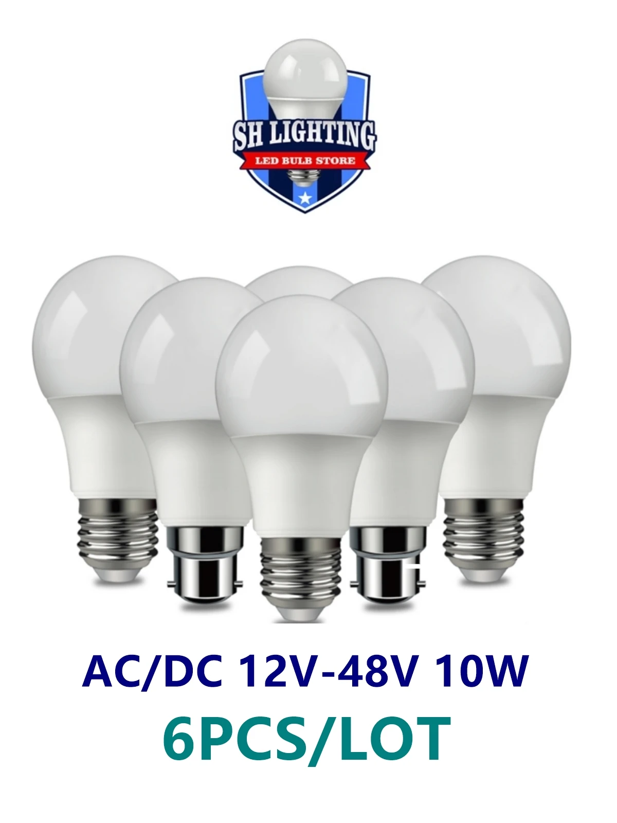 6pcs/lot LED low-voltage bulb 12V 24V 36V 48V E27 B22 10W Bo