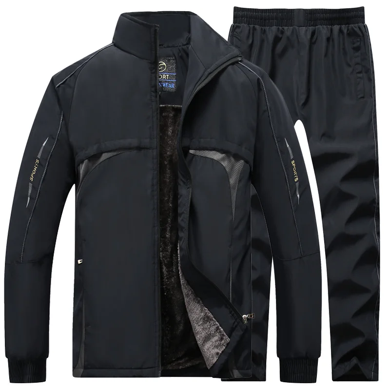 

Winter Tracksuits Men Sets Thick wool Liner jackets+Pants Suit outwear men`s Hooded Sweatshirt Sportswear Set Male Sport Suits