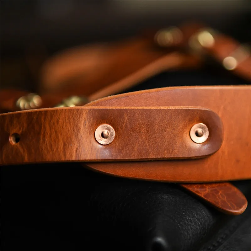 Vintage fashion high quality natural organizer genuine leather men diagonal bag luxury Man with wide shoulder strap shoulder bag