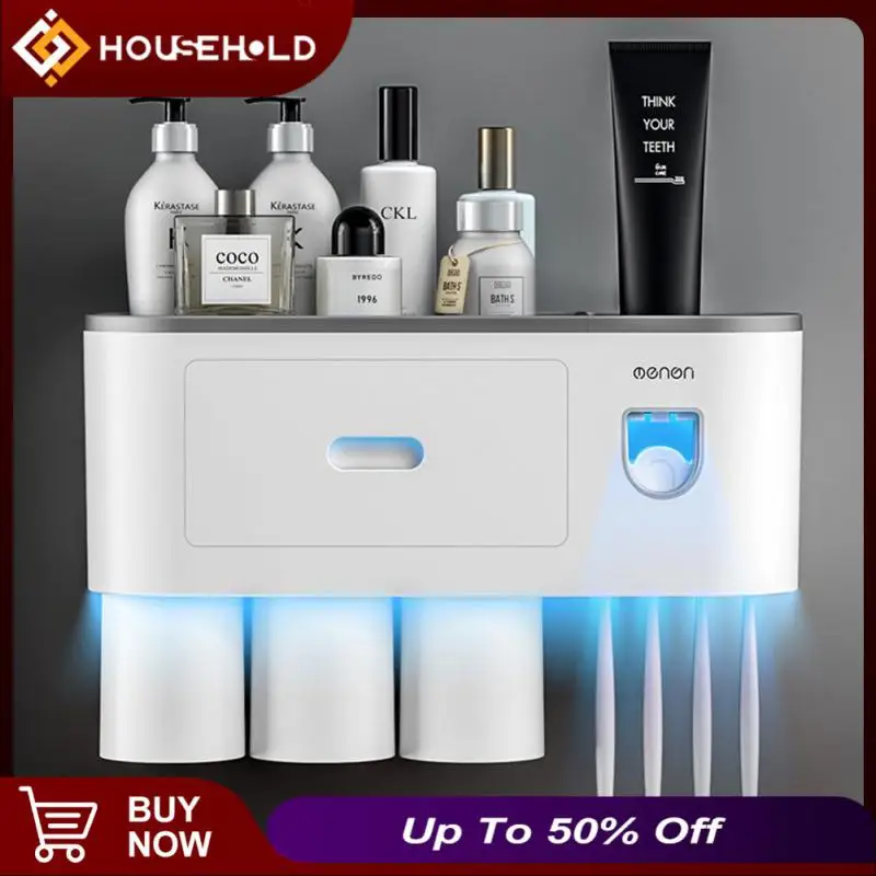 

Upside-down Draining Large Storage Tray Dust-proof Design No Punching Toothpaste Dispenser Rack Magnetic Adsorption