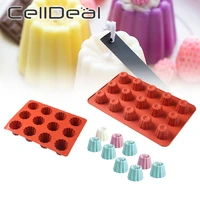 1215 cavity silicone mold fluted cake mould muffin cupcake baking tray dessert pastry decorating tool jelly pudding soap tools