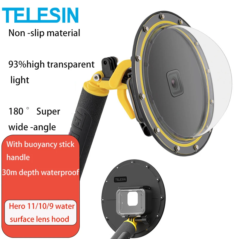 

TELESIN for Gopro 11/10/9 Fish Eye Mask Water Mask Hemisphere Water Surface Waterproof Divider
