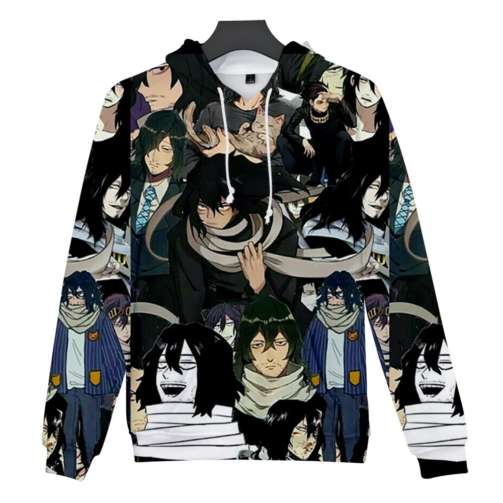 

Толстовка с капюшоном для мужчин и женщин, детские свитшоты с рисунком аниме «Моя геройская Академия», худи Aizawa Shouta, тренировочный костюм дл...