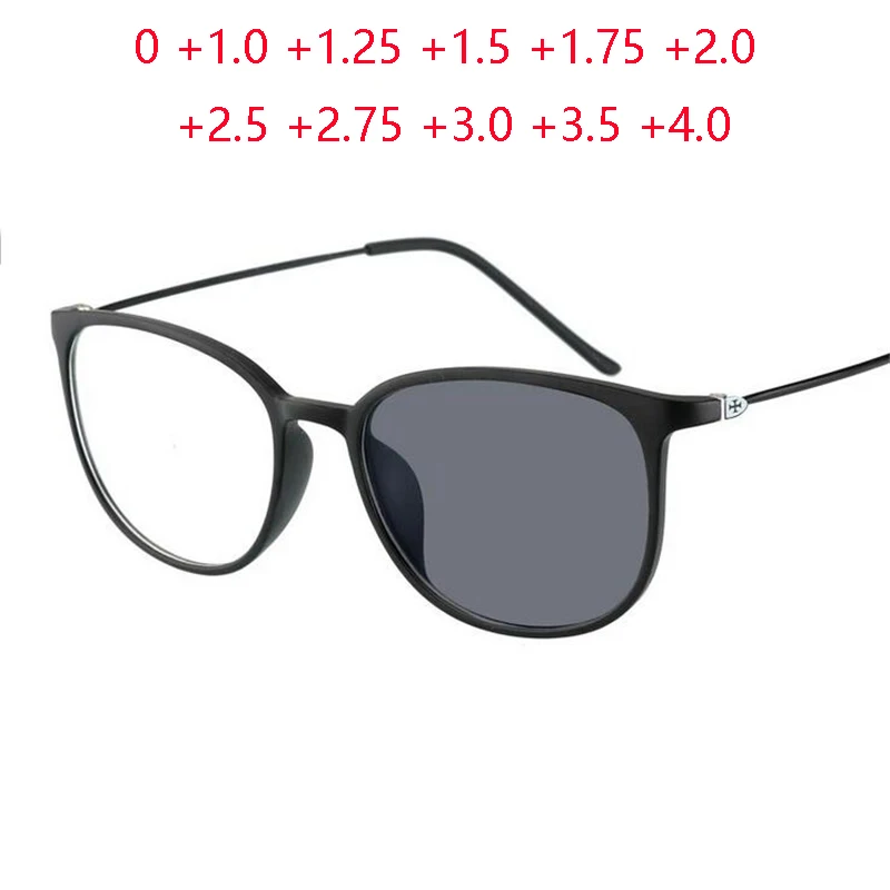 

0 +100 +150 To +600 Anti-UV-reflective Transition Sun Photochromic Oval Reading Glasses Women Ultra Light TR90 Hyperopia Eyewear