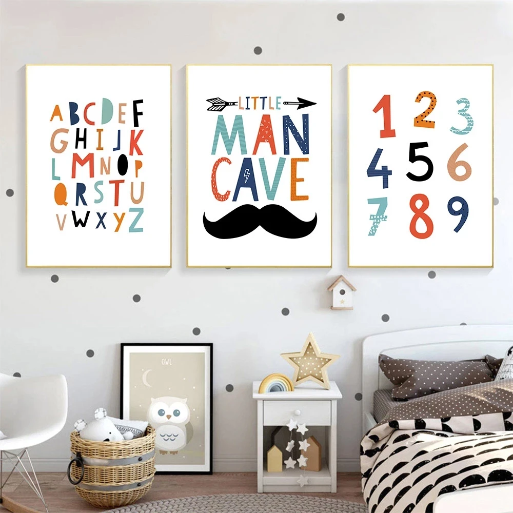 

ABC Alphabet Numbers Canvs Painting Arrow Wall Art Print Nursery Poster Paintings Nordic Wall Pictures Kids Baby Room Gift