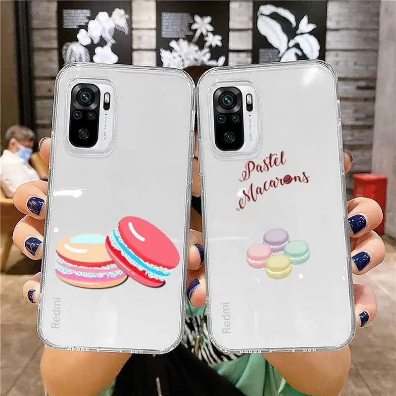 

Macaron cute cartoon tasty food Phone Case Transparent for Xiaomi redmi note x f poco 10 11 9 7 8 3 i t s pro cover shell coque
