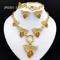 african bride jewelry sets gold color women necklace flower earrings charm bracelet wedding party gift free shipping