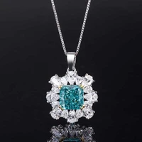 new fashion trend s925 silver inlaid 5a zircon color treasures ladies personality mint green pendant ring stud earrings set
