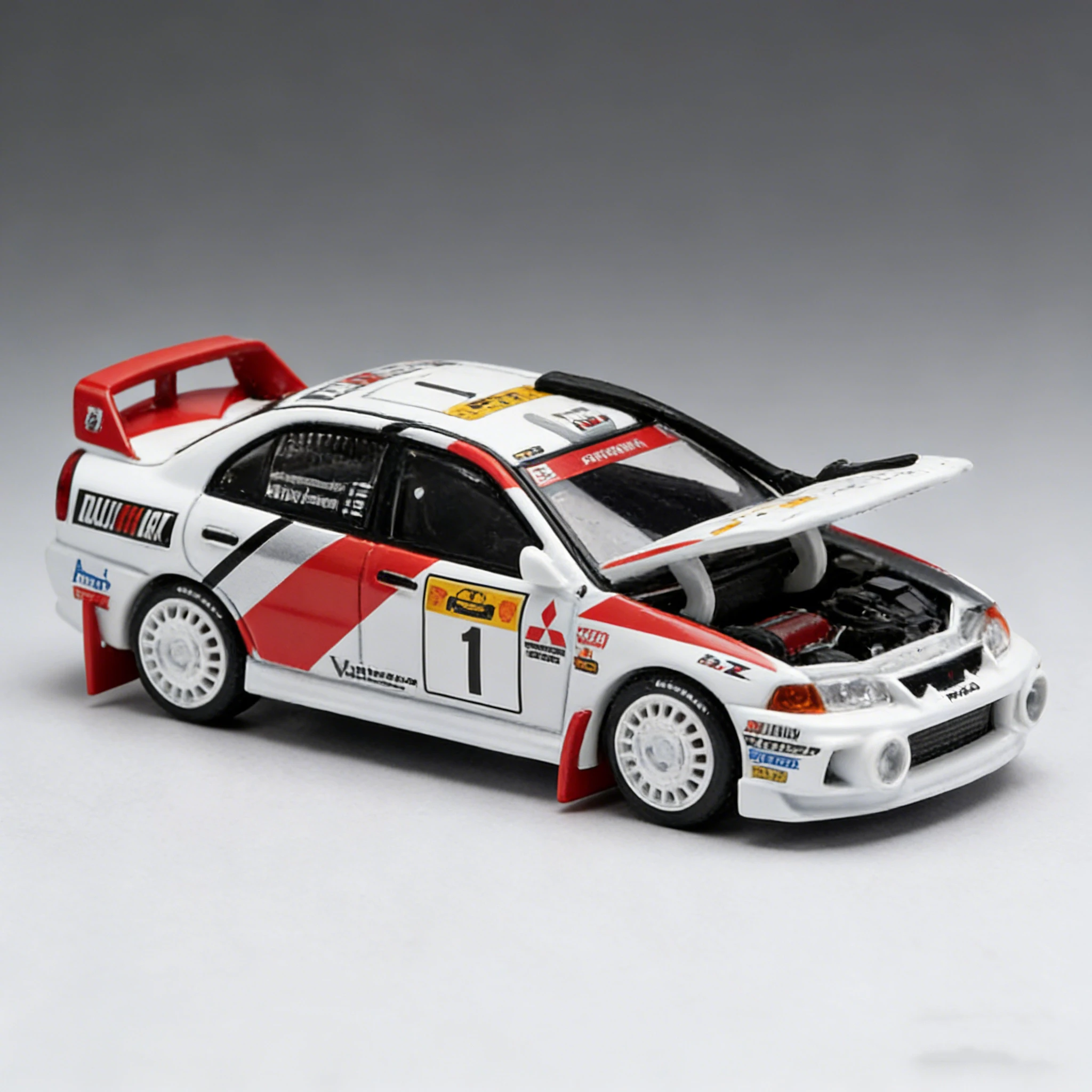 Фото POP RACE В наличии 1:64 PR640231 Mitsubishi Lancer Evolution IV # Модель автомобиля Safari Rally Kenya 1998 с открывающимся капотом, литая под давлением №1