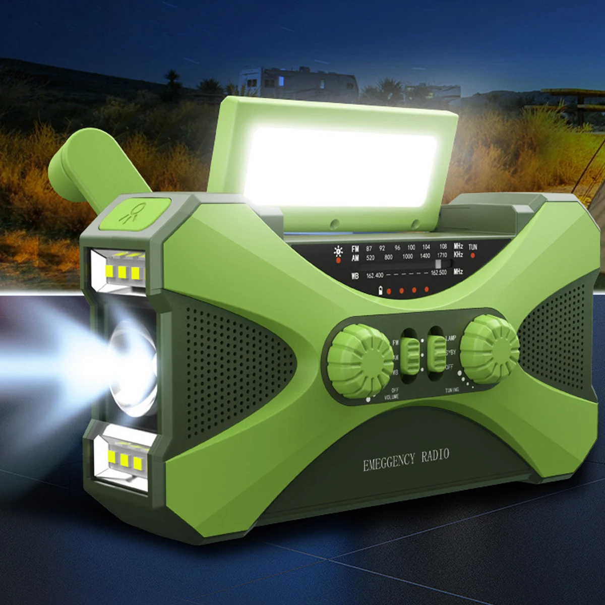 

Solar Emergency Radio Flashlight Portable with 10000mAh Power Bank Rechargeable Solar Hand Crank Radio with Reading Light AM/FM
