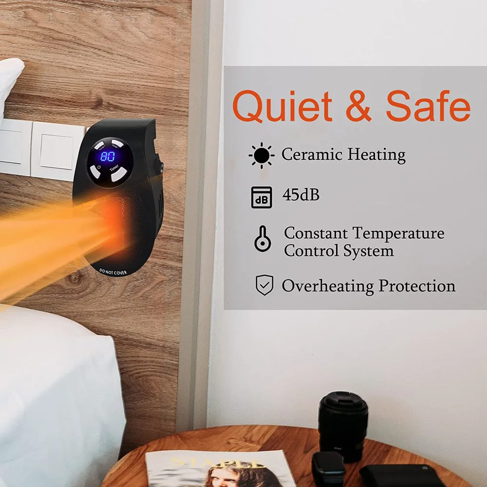 

Portable Electric Heater Plug in Wall 500W Mini Household Radiator Remote Warmer Machine Heater Room Heating Stove For Winter