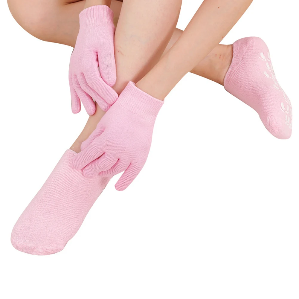 

1 set Reusable SPA Gel Socks & gloves Moisturizing whitening exfoliating velvet smooth beauty hand foot care silicone socks