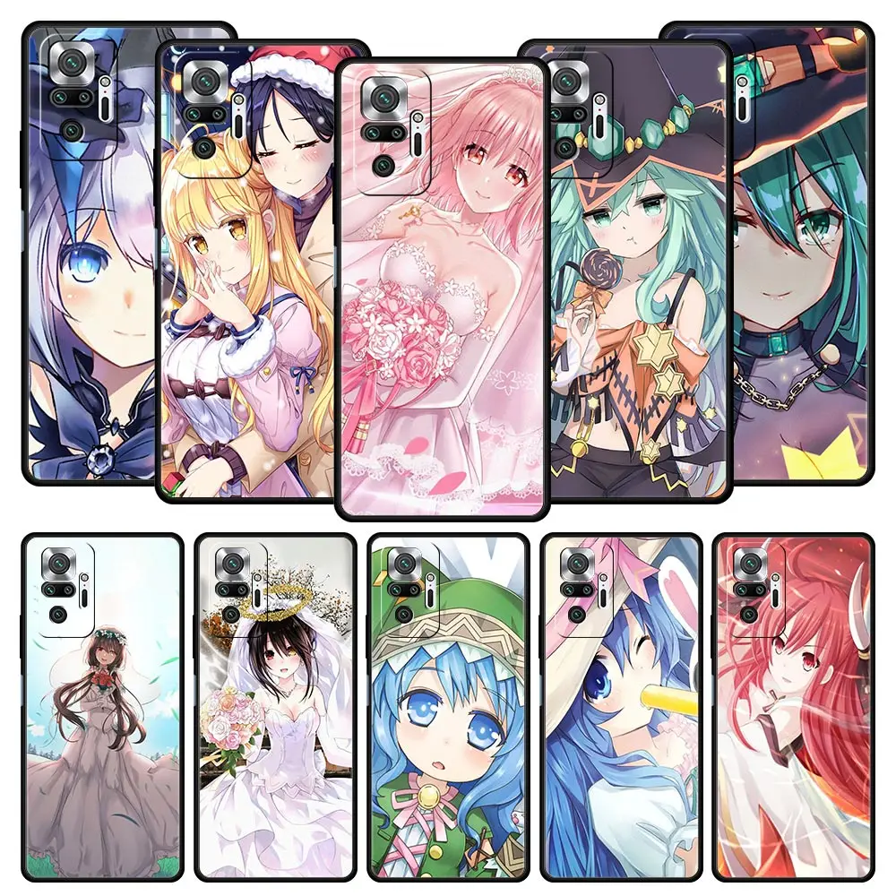 

Date A Live Anime Phone Case For Xiaomi Redmi Note 11 10 9 8 7 9s 8T Pro K50 K40 Gaming 8A 9A 9C 9T 11T 5G Cover Black Coque